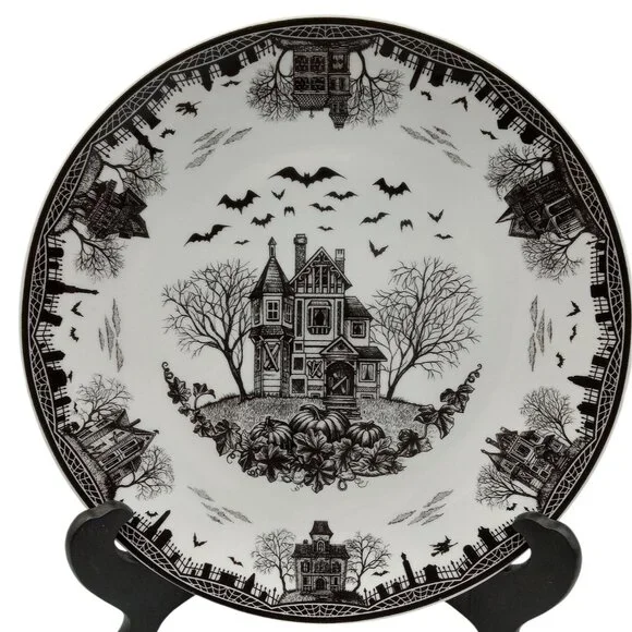 Lenox Haunted Village Four-Piece Place Set Dessert Plate Set 8” - Picture 2 of 16